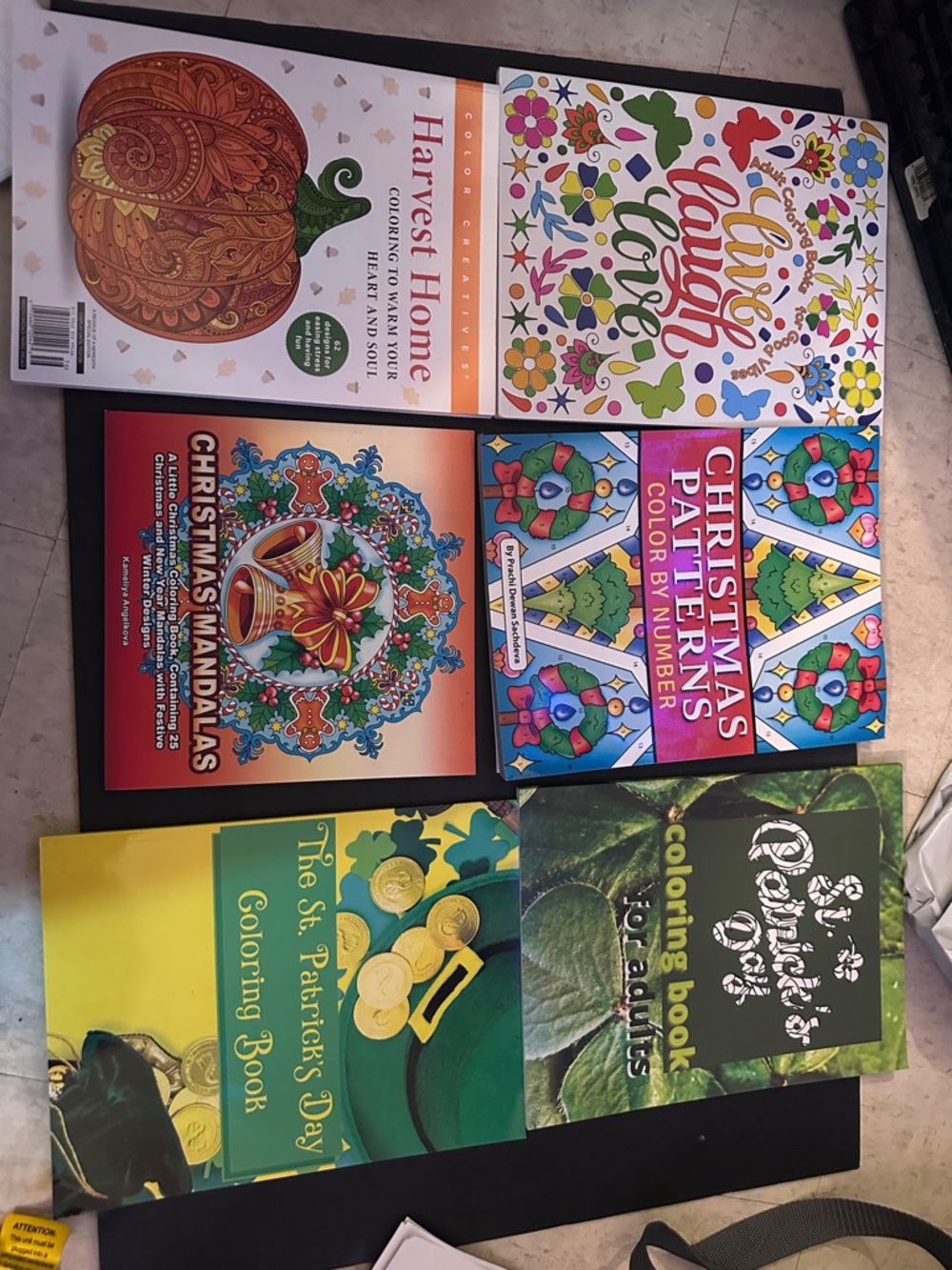 Assorted Adult Coloring Book Bundle - Green, Yellow, Orange Covers